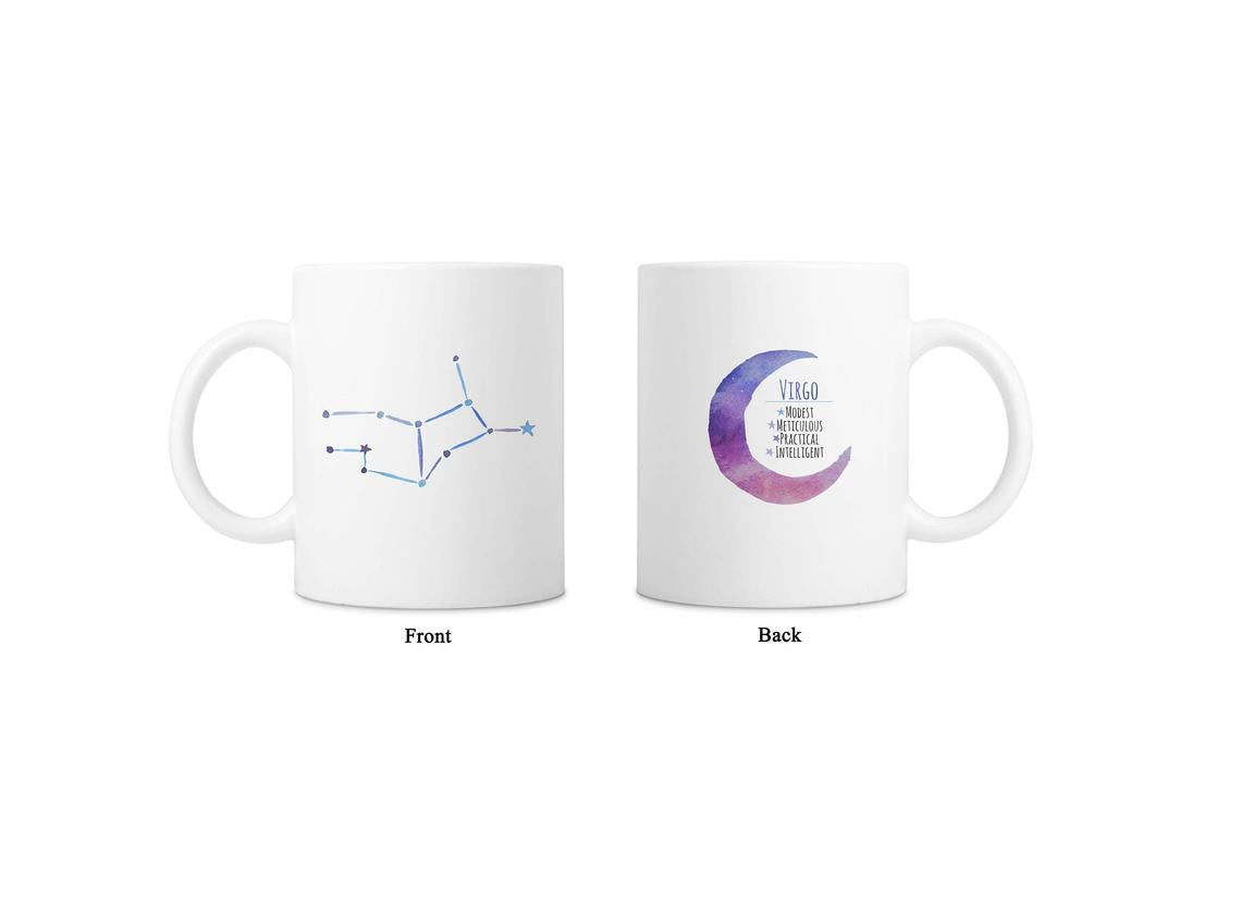 Moon Zodiac & Constellation Mug In White & Silver - All Signs Available