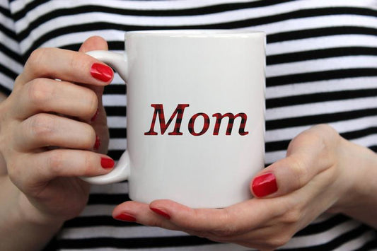 Buffalo Plaid Black & Red Mom White Mug