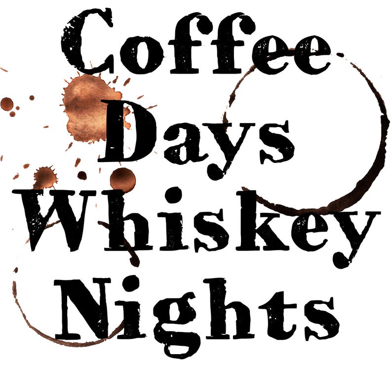 Coffee Days Whiskey Nights Ladies Tee Shirt - In Grey & White