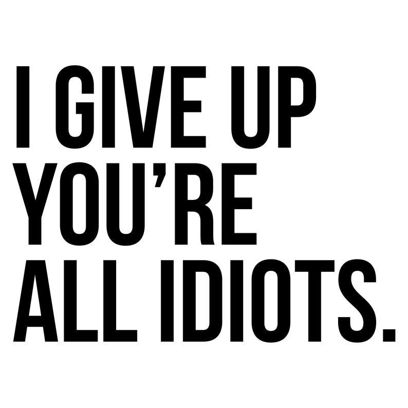 I Give Up You're All Idiots Ladies Tee Shirt - In Grey & White
