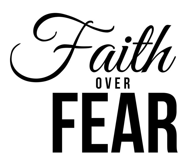 Faith Over Fear Ladies Tee Shirt - In Grey & White