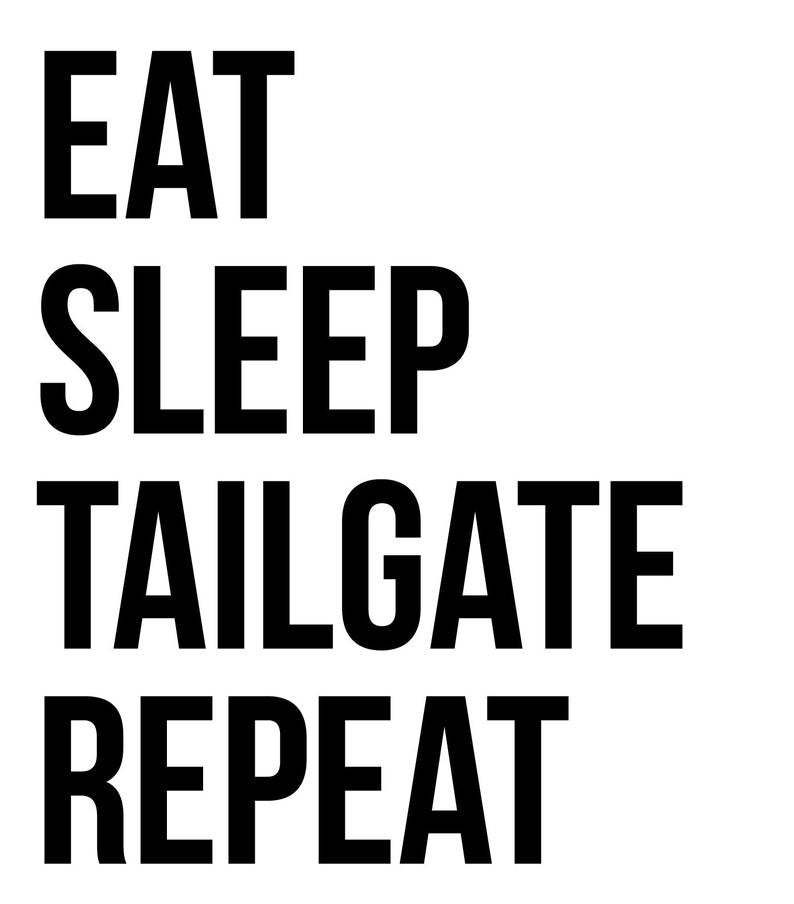 Eat SleepTailgate Repeat Ladies Tee - In Grey & White