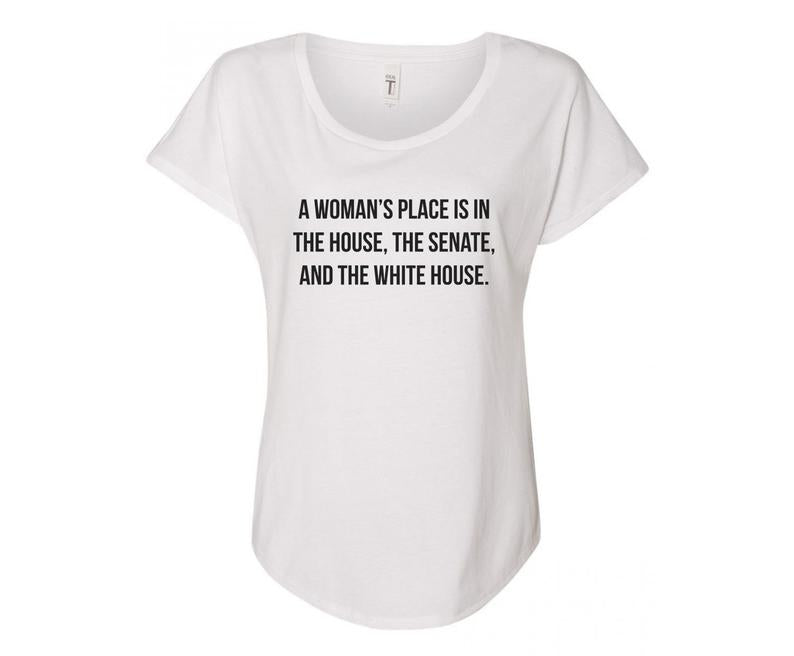 A Woman's Place Ladies Tee Shirt - In Grey & White