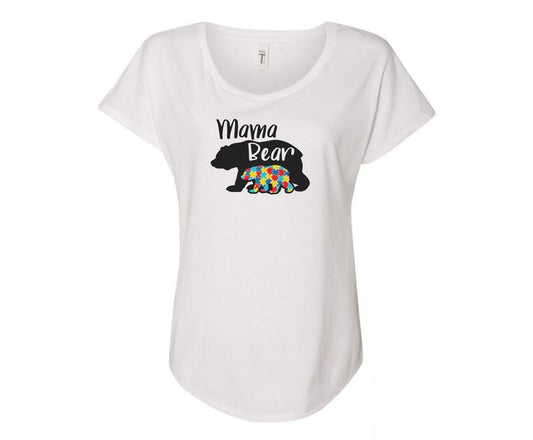 Mama Bear Autism Awareness Tee - In Grey & White
