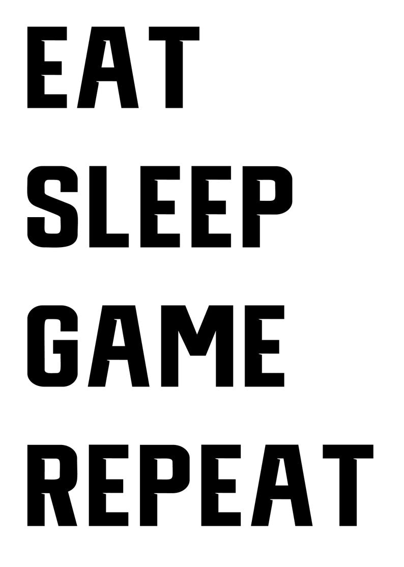 Eat Sleep Game Repeat T-Shirt - In White & Grey