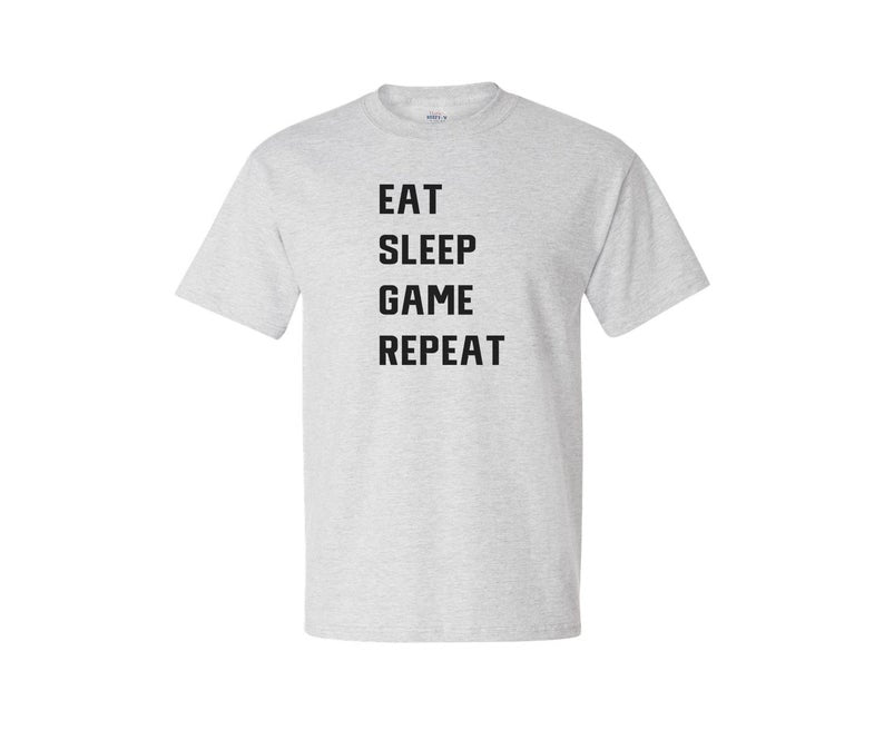 Eat Sleep Game Repeat T-Shirt - In White & Grey