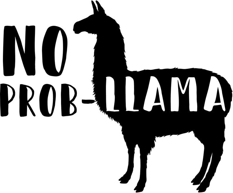No Prob-Llama Ladies Tee Shirt - In Grey & White