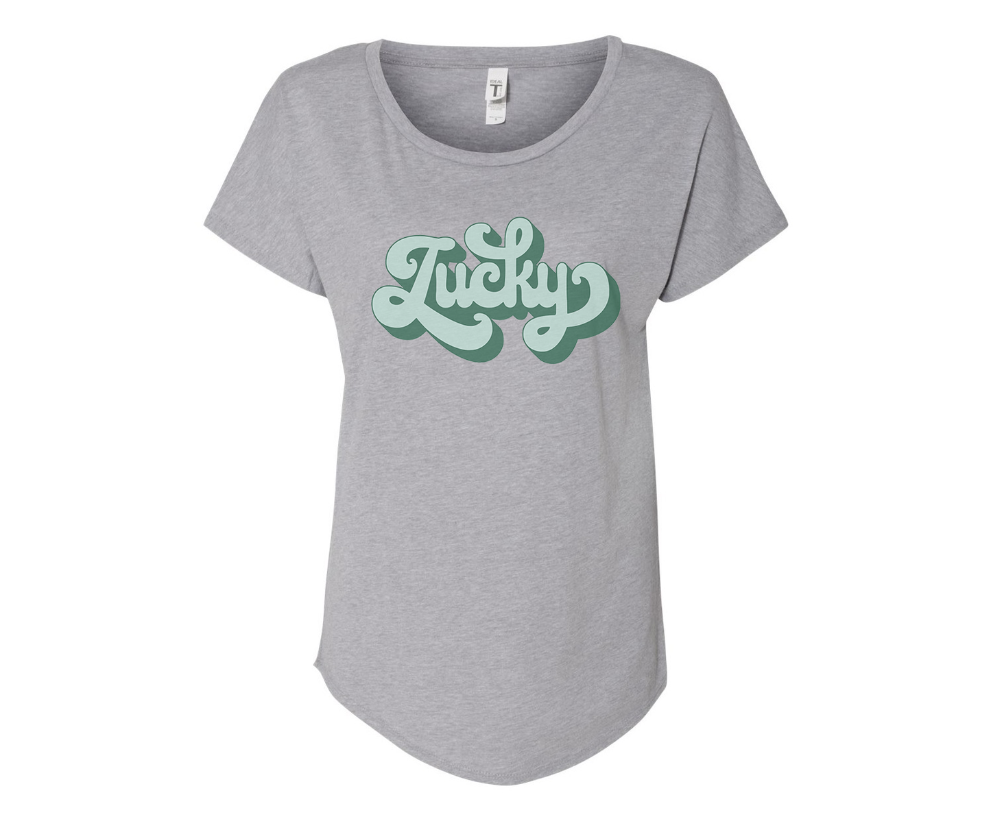Lucky Ladies Tee Shirt - In Grey & White