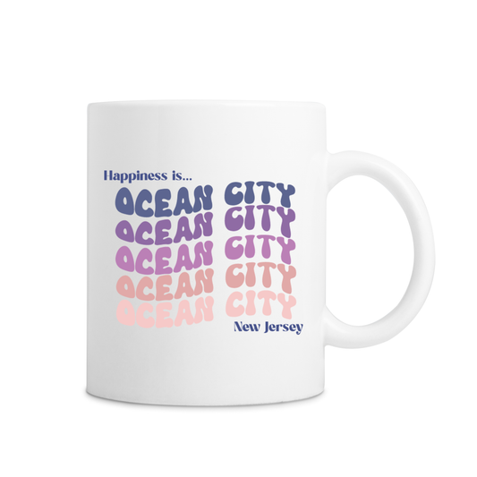 Happiness Is Ocean City Mug - White