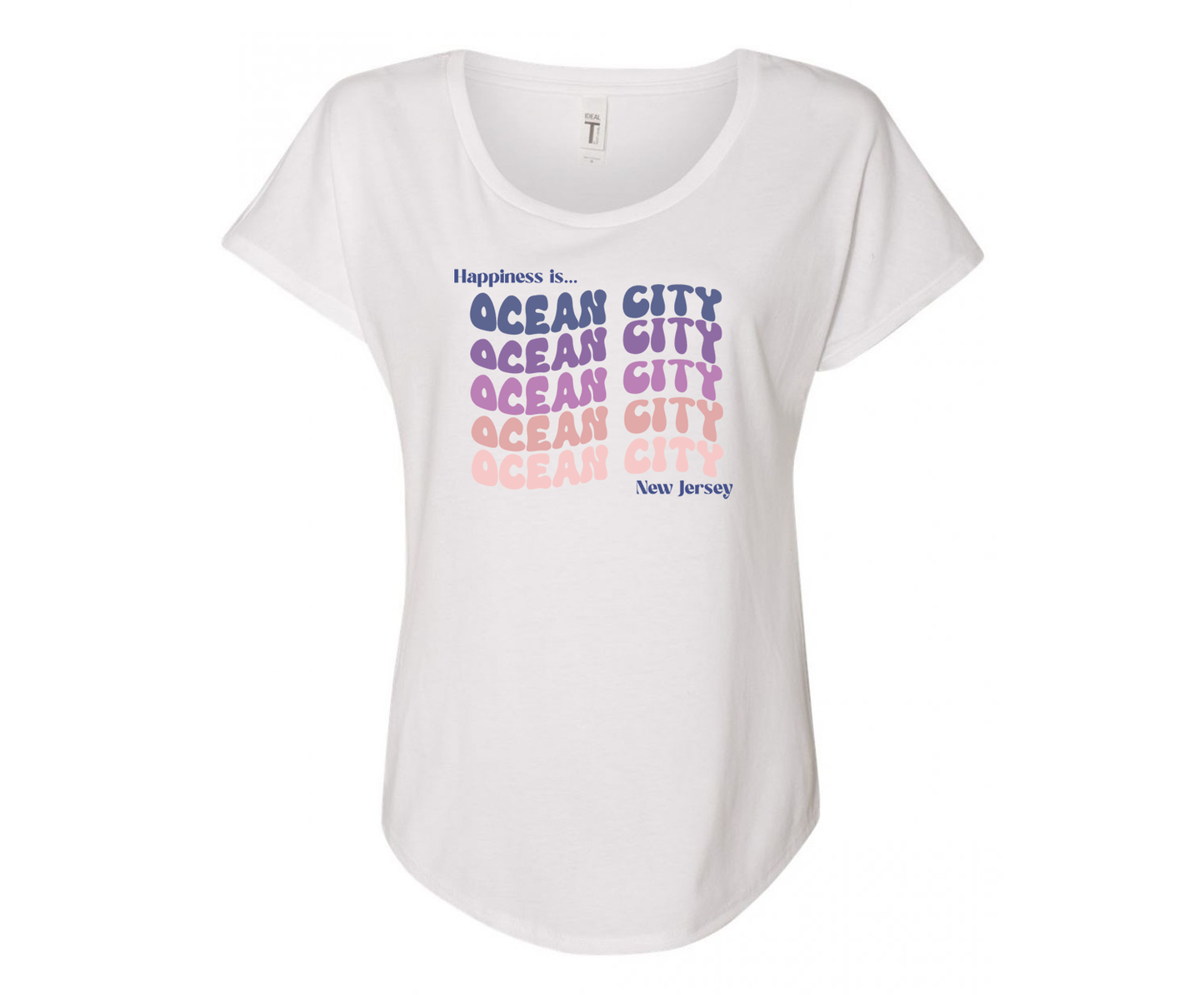 Happiness is Ocean City Ladies Tee Shirt - White