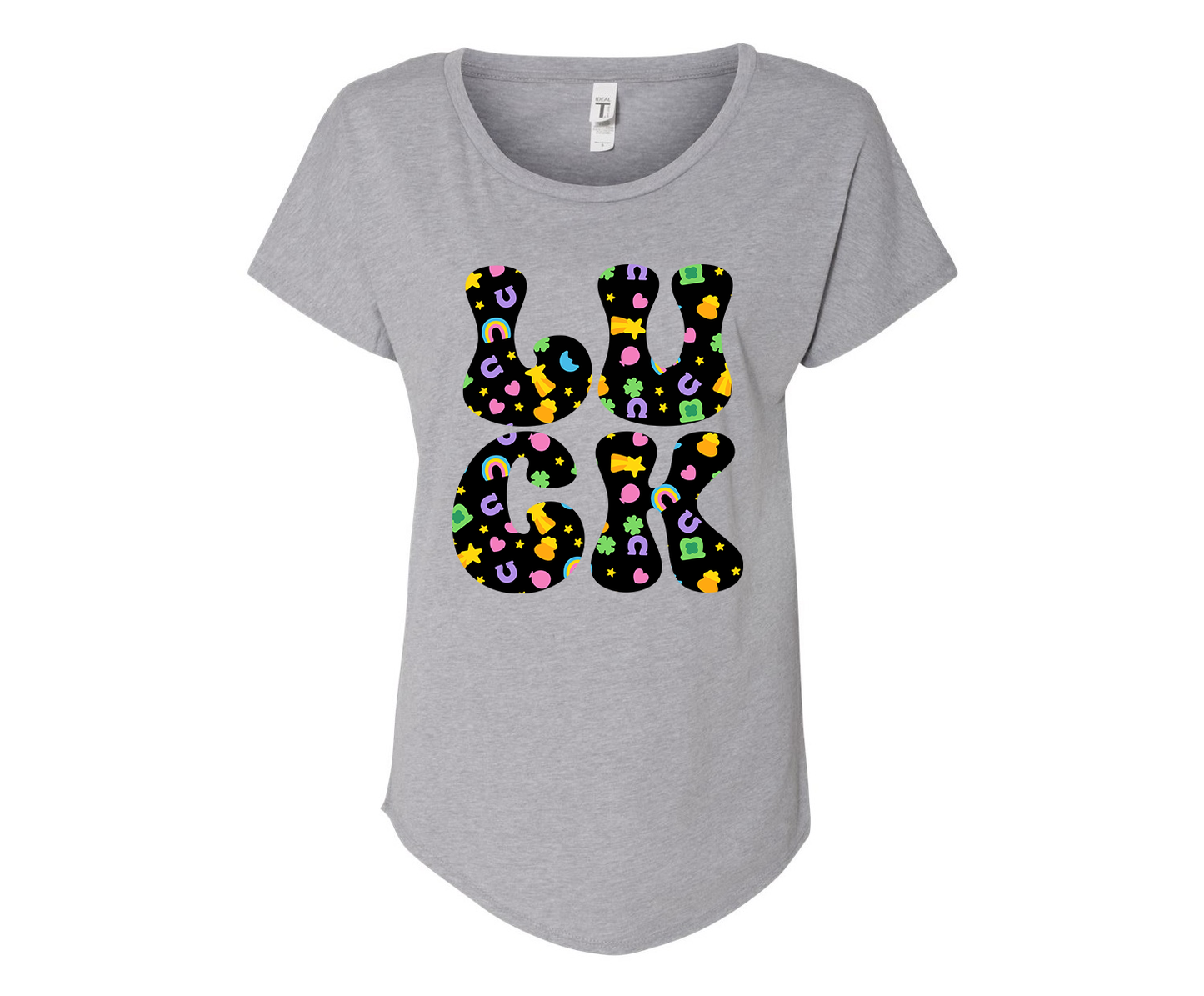 Luck & Lucky Charms Ladies Tee Shirt - In Grey & White