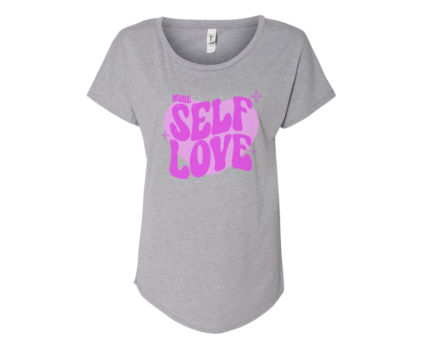More Self Love Heart Ladies Tee Shirt - In Grey & White