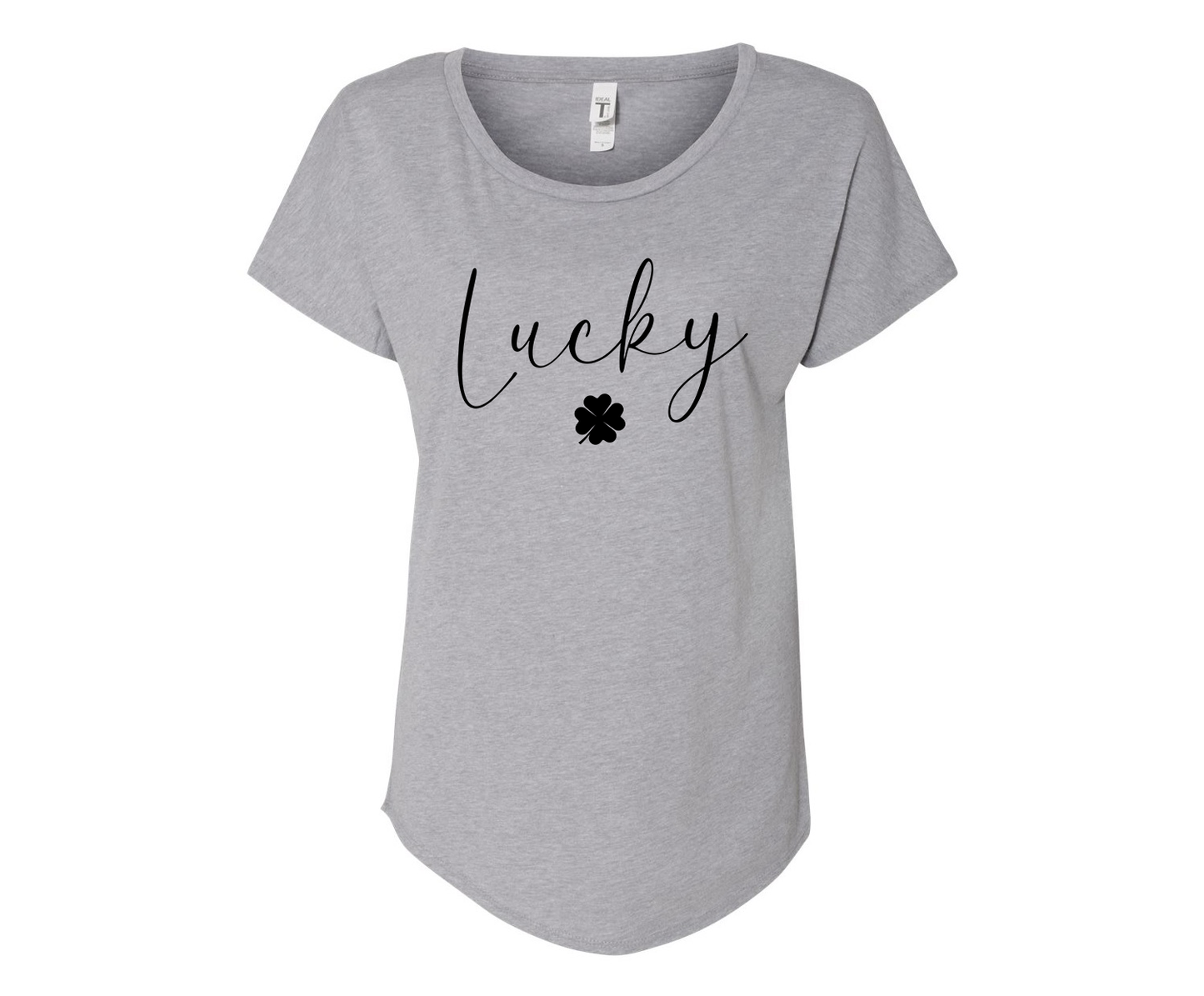Lucky Clover Ladies Tee Shirt - In Grey & White