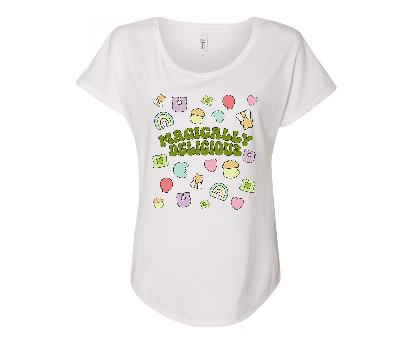 Magically Delicious Lucky Charms Ladies Tee Shirt - In Grey & White
