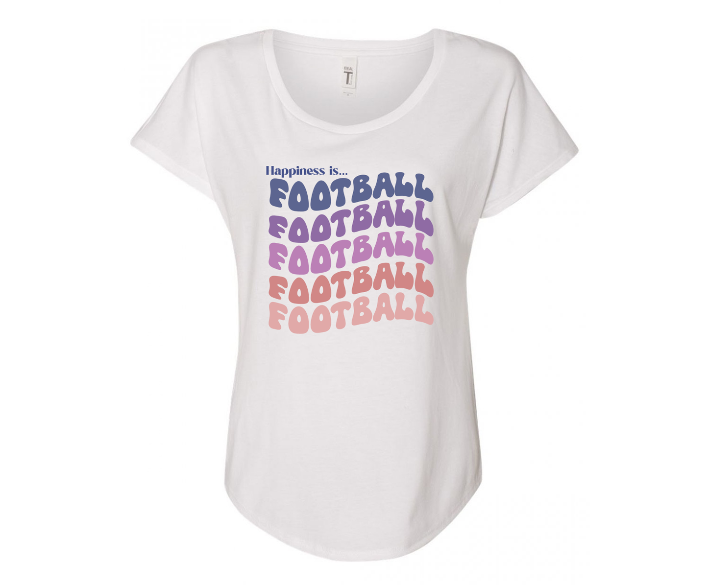 Happiness is Football Ladies Tee Shirt - In White & Grey