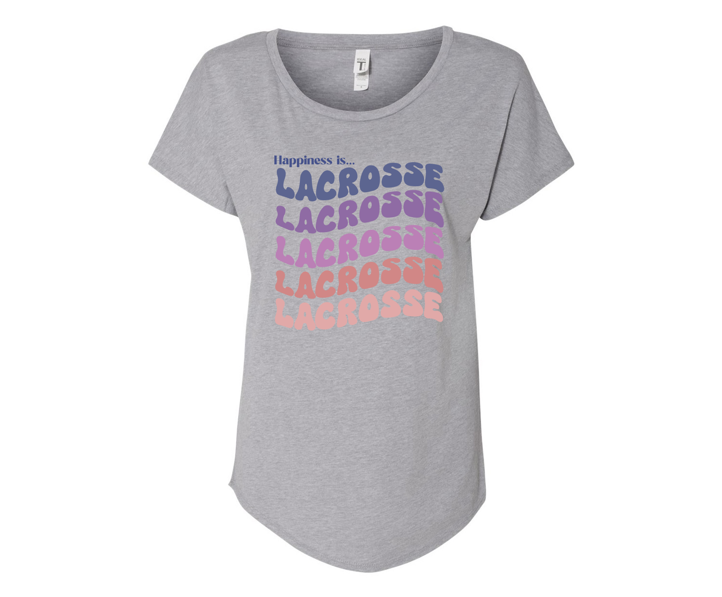 Happiness is Lacrosse Ladies Tee Shirt - In White & Grey