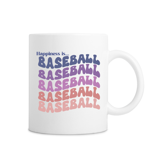 Happiness Is Baseball Mug - White