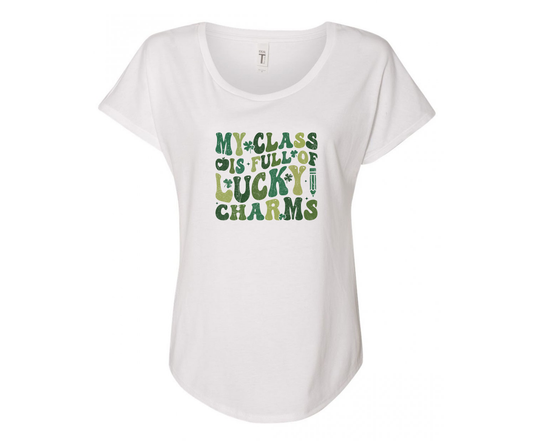 My Class Is Full Of Lucky Charms Ladies Tee Shirt - In Grey & White