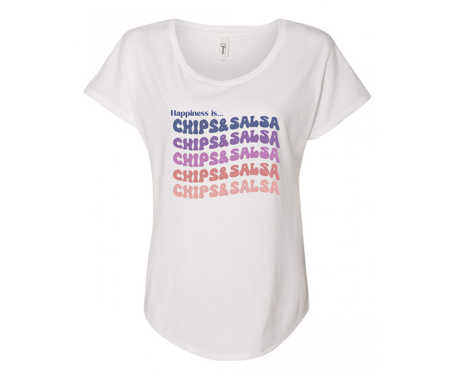 Happiness is Chips & Salsa Ladies Tee Shirt - In White & Grey