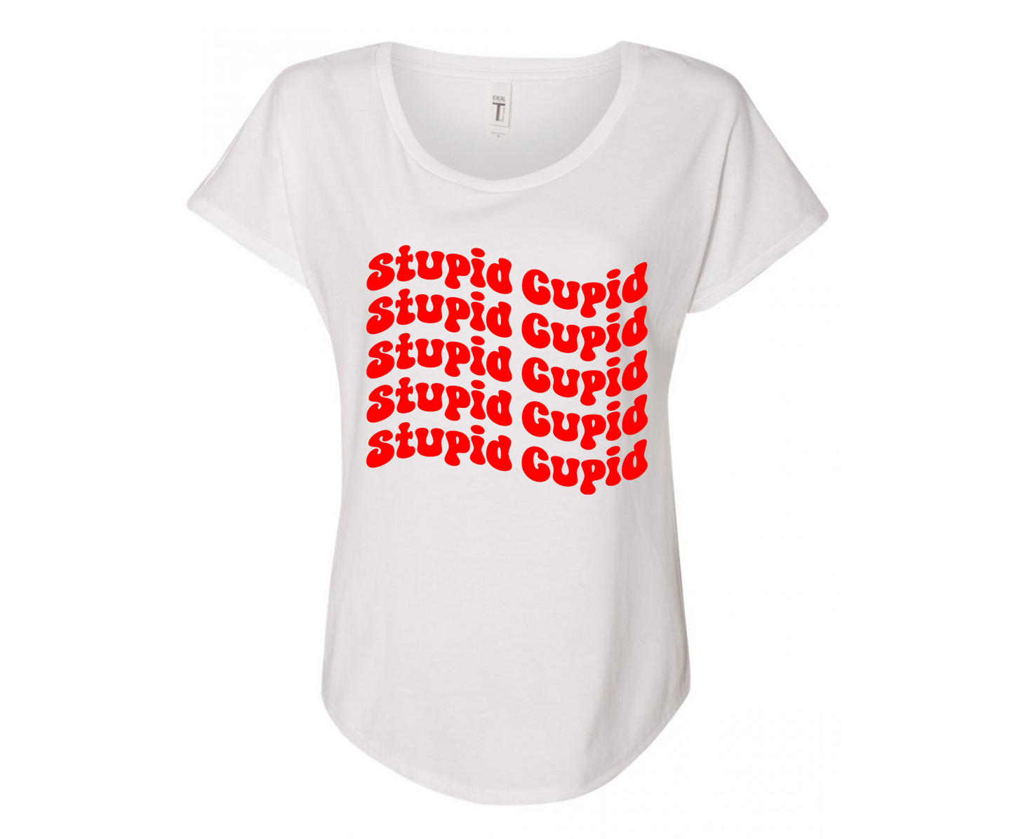 Stupid Cupid Ladies Tee Shirt - In Grey & White