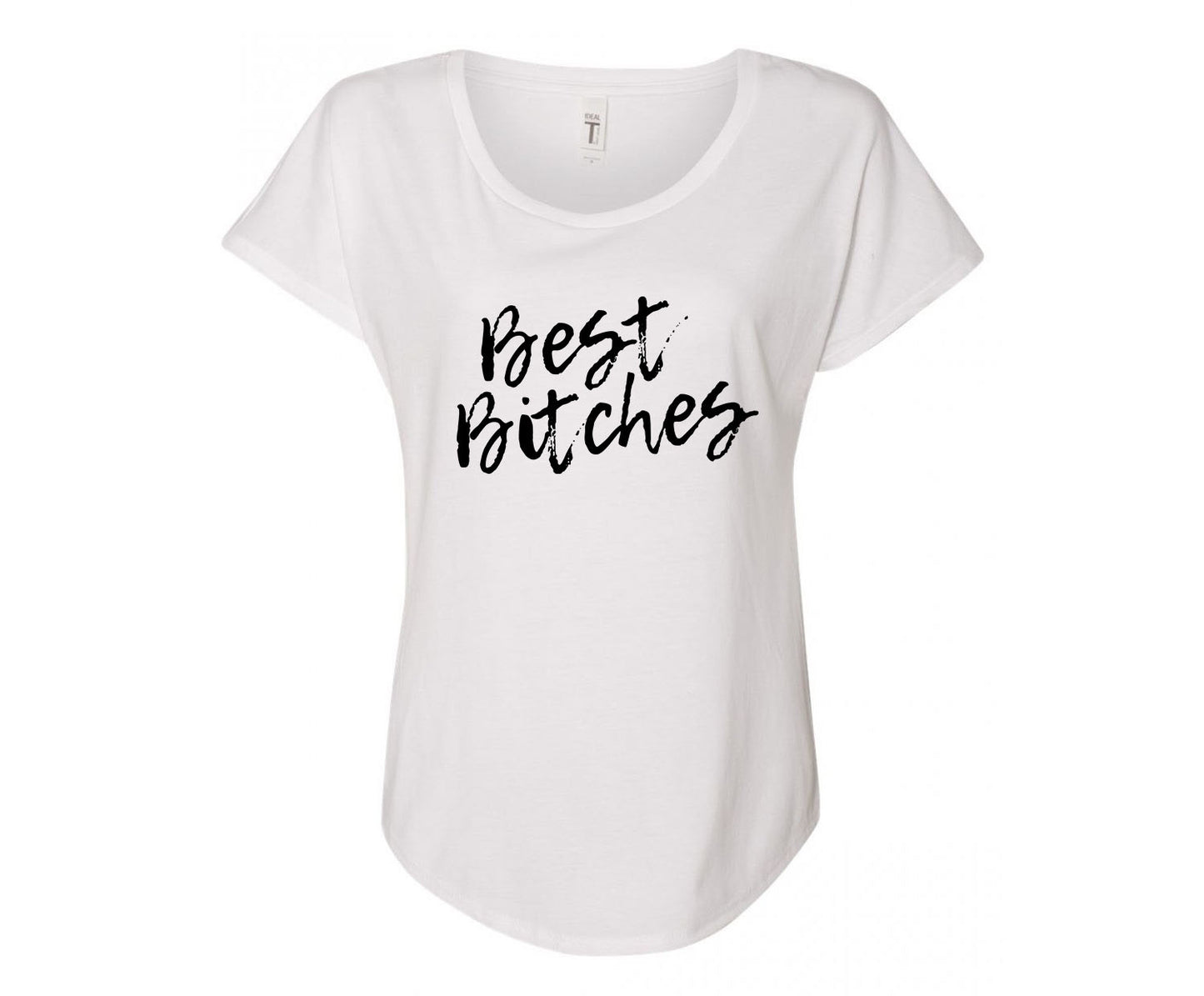 Best Bitches Ladies Tee Shirt - In Grey & White
