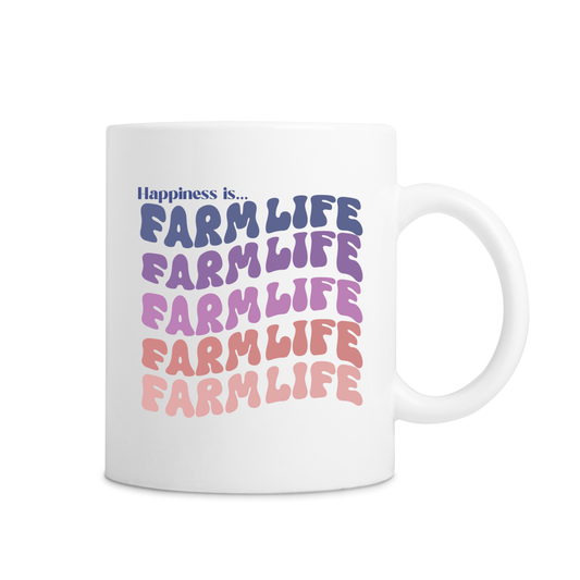 Happiness Is Farm Life Mug - White