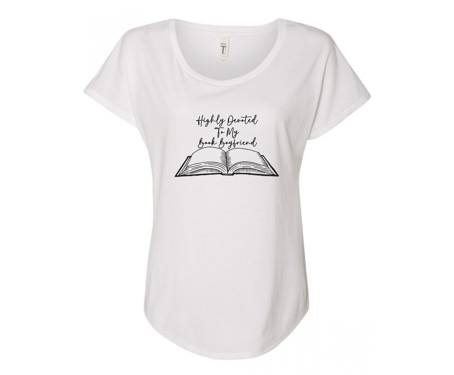Highly Devoted To My Book Boyfriend Ladies Tee Shirt - In Grey & White