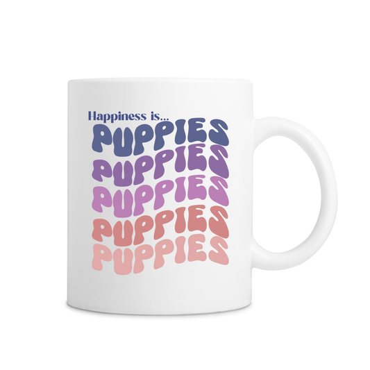 Happiness Is Puppies Mug - White