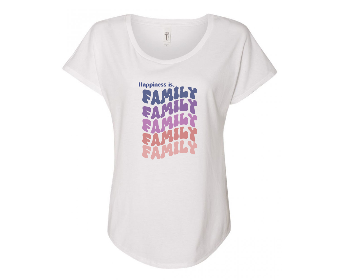 Happiness is Family Ladies Tee Shirt - In White & Grey