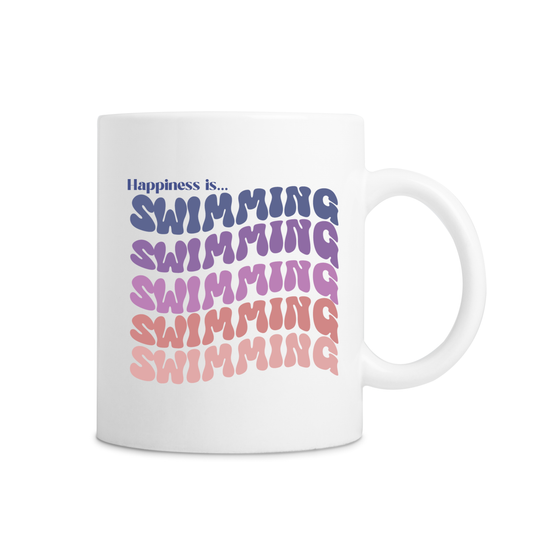 Happiness Is Swimming Mug - White