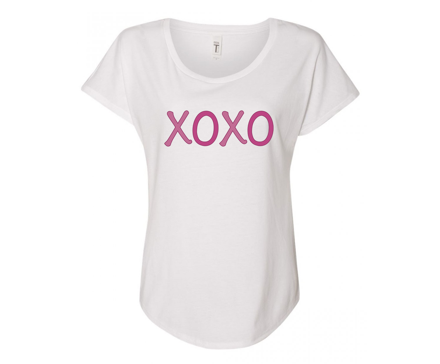 Pink XOXO Ladies Tee Shirt - In Grey & White