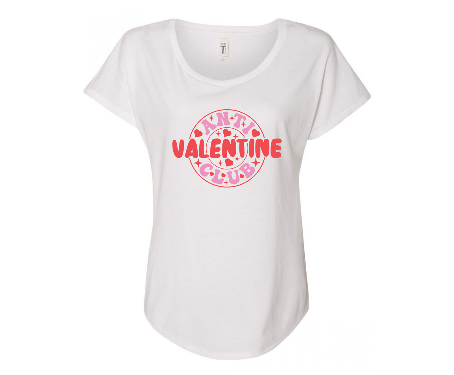 Anti Valentine Club Ladies Tee Shirt - In Grey & White