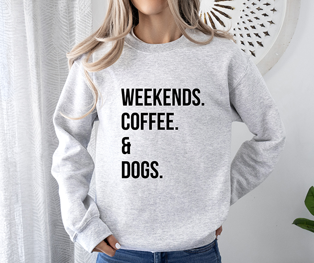 Weekends, Coffee, & Dogs Blue Women's 3 Piece Dog Pajama Set - In 3 Color Choices