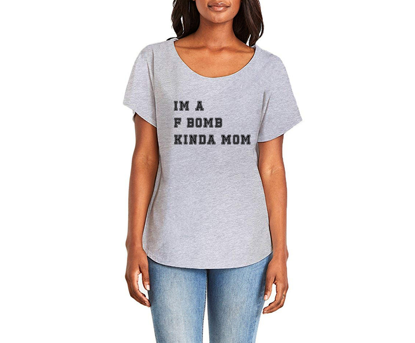 Im A F Bomb Kinda Mom Ladies Tee Shirt - In Grey & White