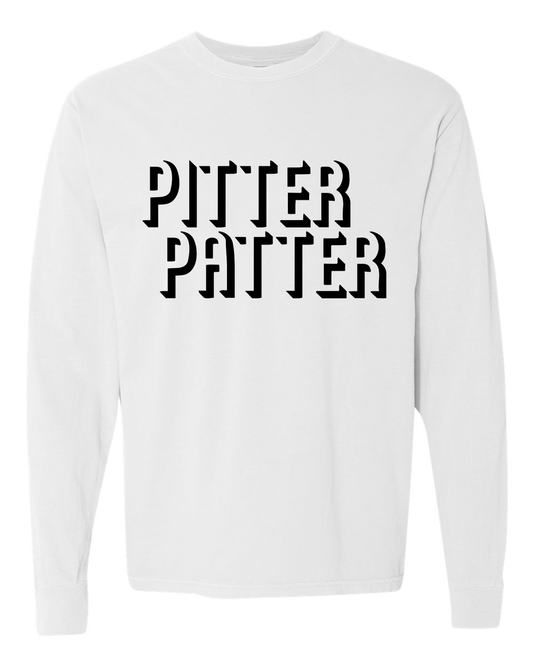 Pitter Patter Letter Kenny Men's Long Sleeve Tee Shirt - White