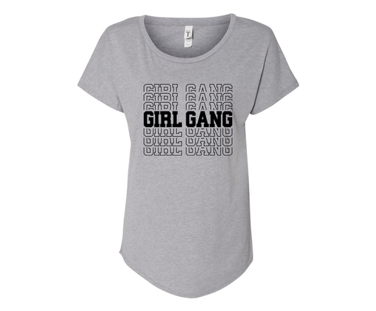 Athletic Style Girl Gang Ladies Tee Shirt - In Grey & White