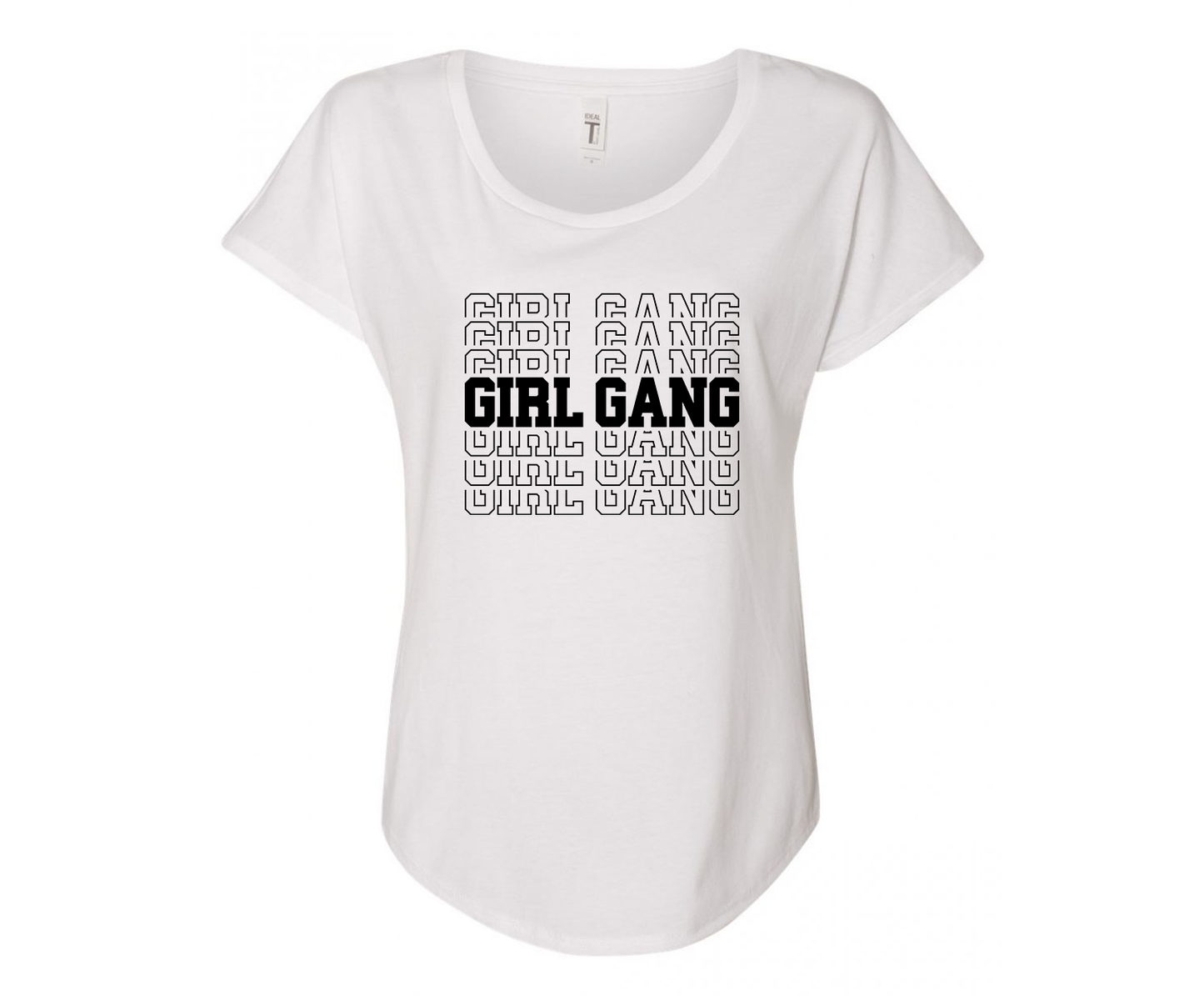 Athletic Style Girl Gang Ladies Tee Shirt - In Grey & White