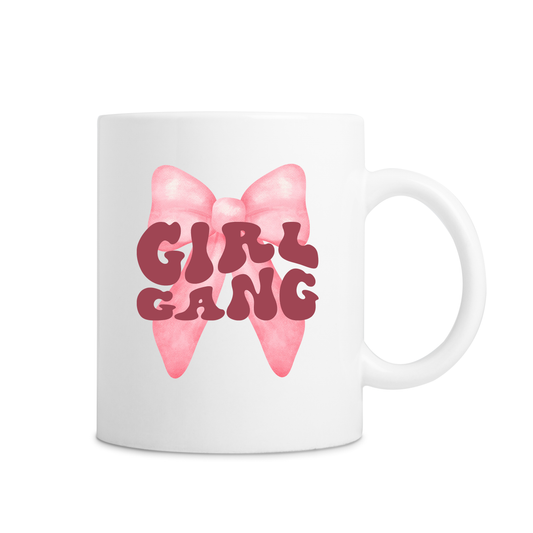 Pink Bow Girl Gang Mug - White