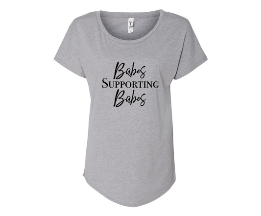 Babes Supporting Babes Ladies Tee Shirt - In Grey & White