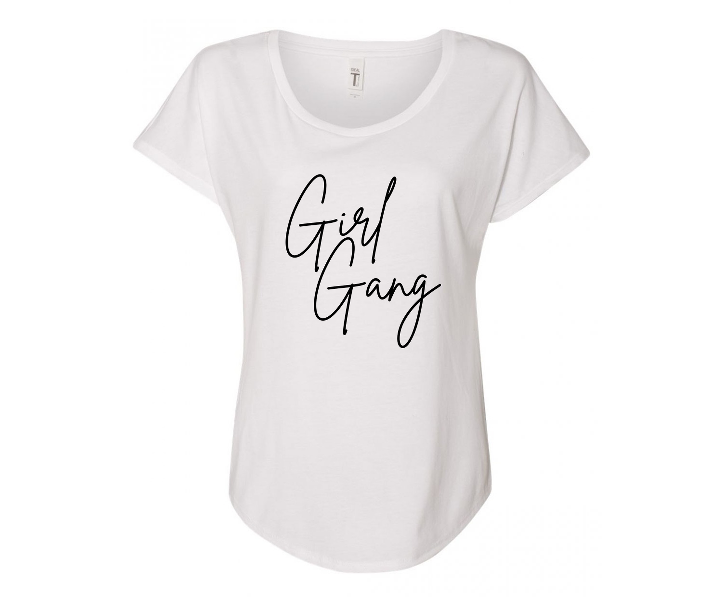 Girly Girl Gang Ladies Tee Shirt - In Grey & White