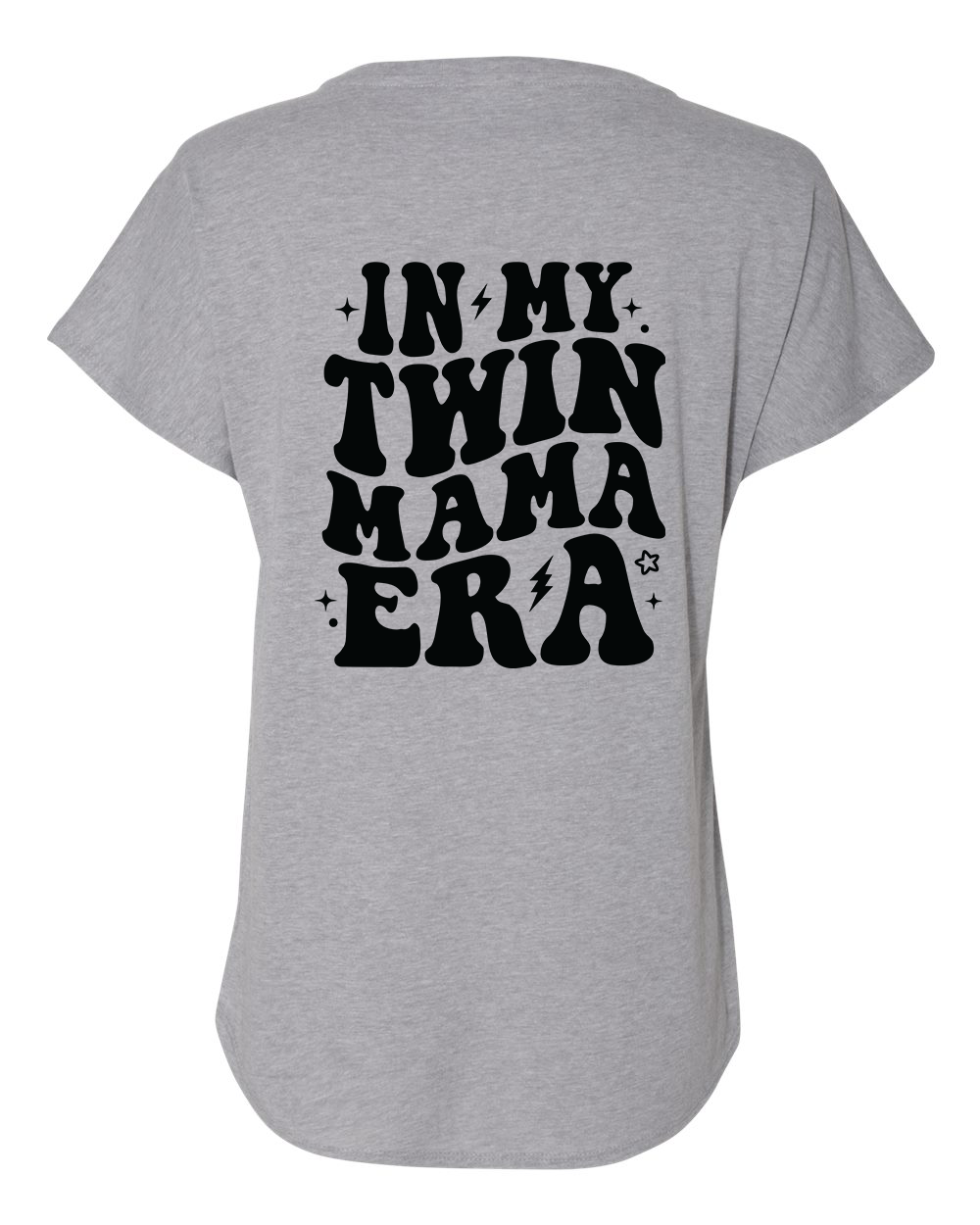 In My Twin Mama Era Ladies Tee Shirt - In Grey & White