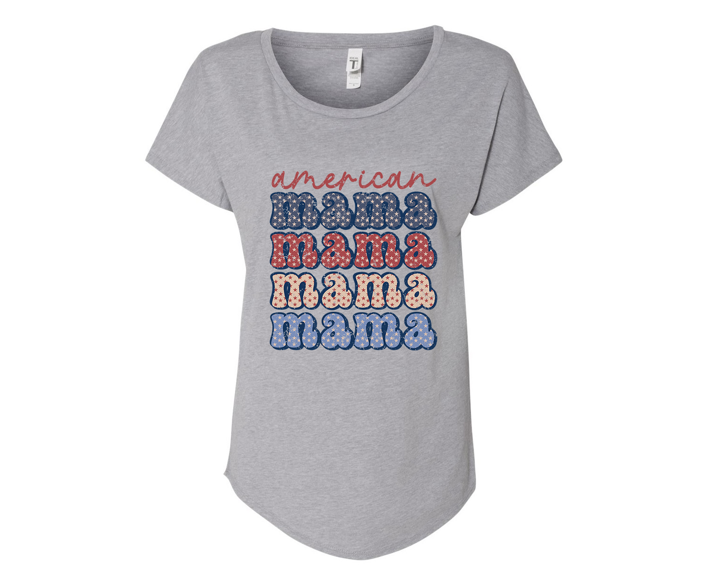 American Mama Ladies Tee Shirt - In Grey & White