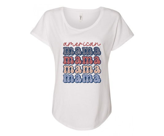 American Mama Ladies Tee Shirt - In Grey & White