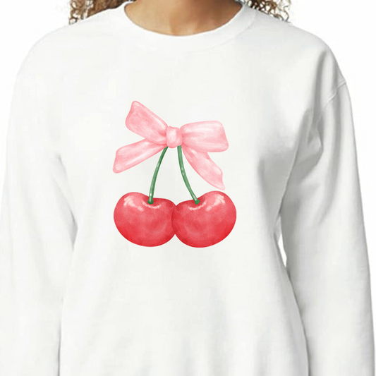 Cherry & Bow Crewneck Sweatshirt - White