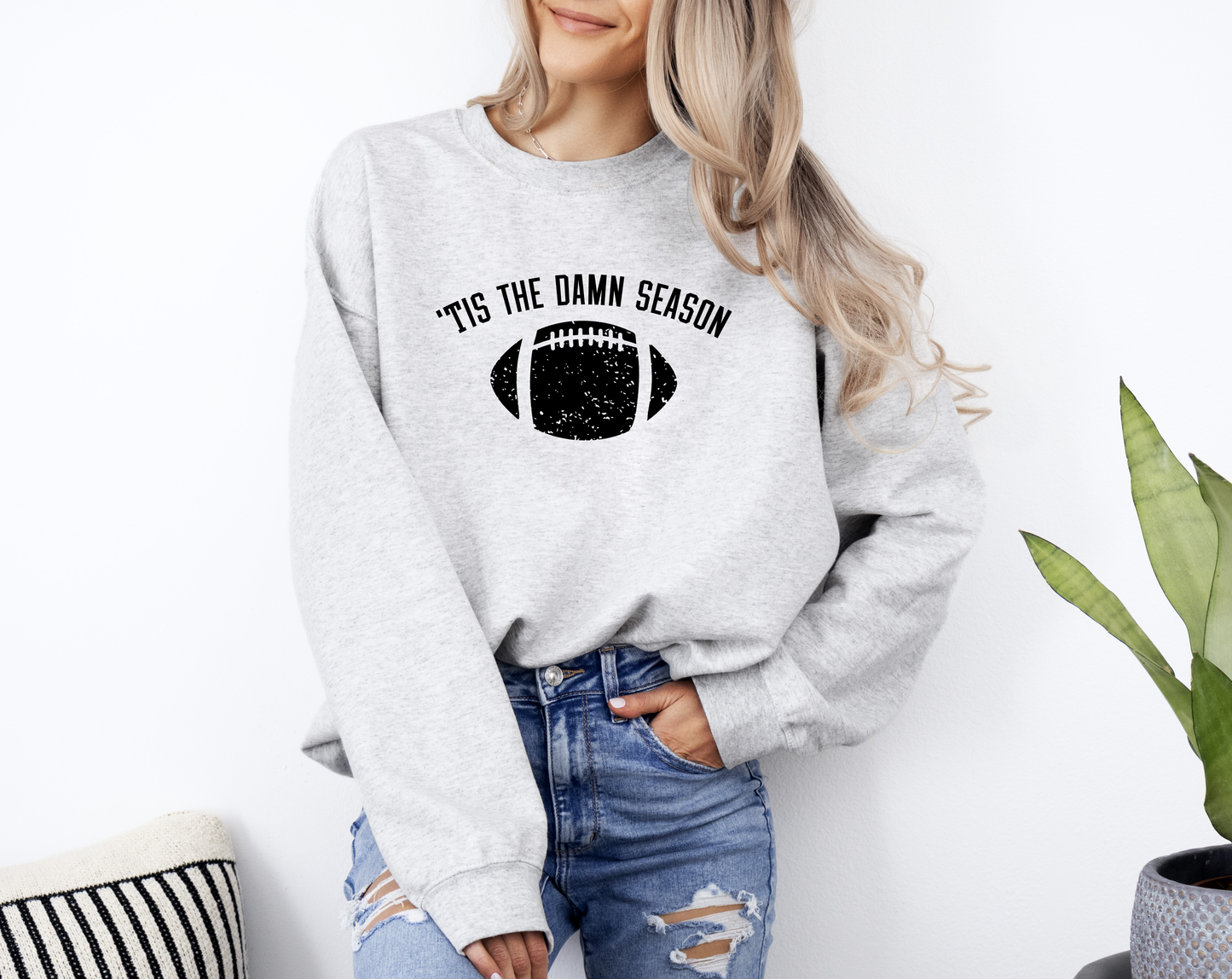 Tis The Damn Season Crew Neck Sweatshirt - Grey