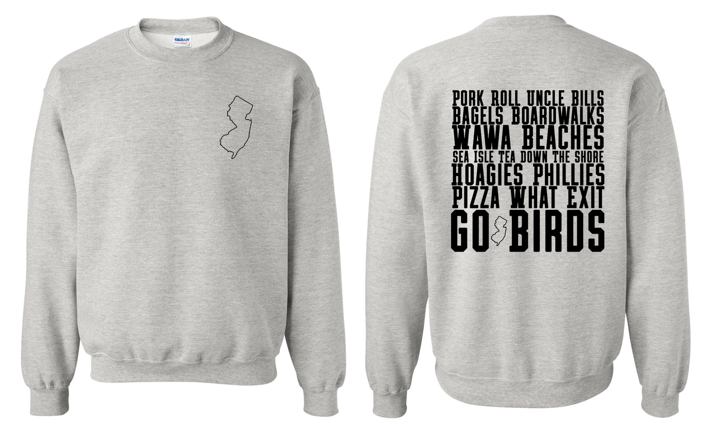 Down The Shore New Jersey Crew Neck Sweatshirt - Grey