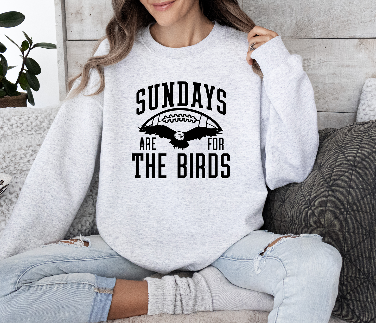 Sundays Are For The Birds Crew Neck Sweatshirt - In 2 Grey Options