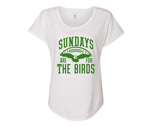 Sundays Are For The Birds Ladies Tee Shirt - In Grey & White