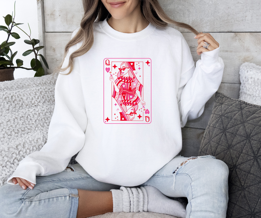 Queen Of Hearts Gilden Crew Neck Sweatshirt - In White