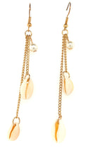 Load image into Gallery viewer, Cowry Shell Dandle Earrings With Pearl Accent
